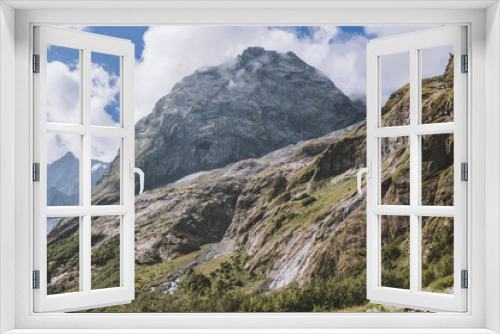 Fototapeta Naklejka Na Ścianę Okno 3D - Panorama view of mountains scene in national park of Dombay, Caucasus, Russia