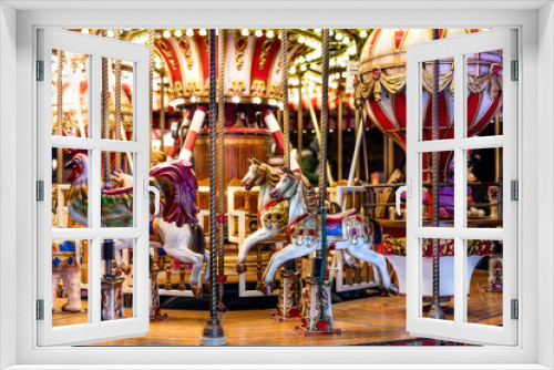 Fototapeta Naklejka Na Ścianę Okno 3D - Christmas colorful carousel with lights