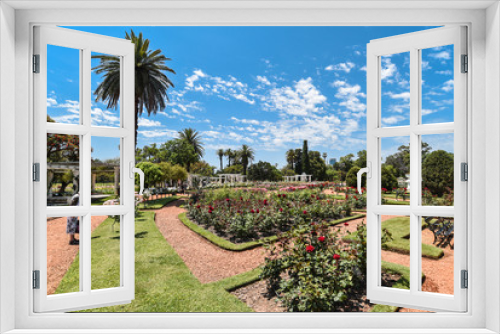 Fototapeta Naklejka Na Ścianę Okno 3D - Buenos Aires / Argentina - 11/8/2019: The Rosedal or in English The Roses Garden is most famous park in Palermo, part of Buenos Aires. Rose garden is part of Palermo woods or bosques de Palermo
