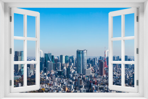 Fototapeta Naklejka Na Ścianę Okno 3D - (東京都-風景パノラマ)ラウンジから望む六本木側風景１