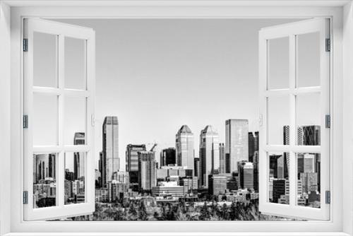 Fototapeta Naklejka Na Ścianę Okno 3D - The Calgary skyline in black and white