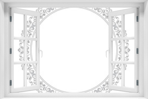 Fototapeta Naklejka Na Ścianę Okno 3D - Decorative frame Elegant vector element for design in Eastern style, place for text. Floral grey border. Lace illustration for invitations and greeting cards