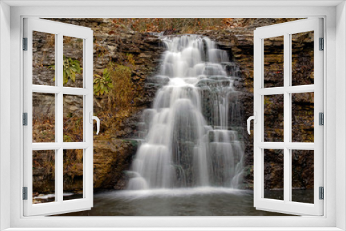 Fototapeta Naklejka Na Ścianę Okno 3D -  Long exposure of the Waterfall in Autumn at France park near Logansport Indiana located in Cass 