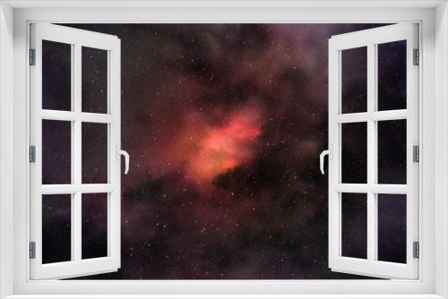 Fototapeta Naklejka Na Ścianę Okno 3D - purple red glowing nebula in the starry sky