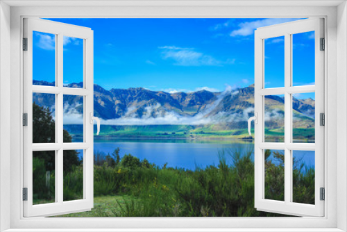 Fototapeta Naklejka Na Ścianę Okno 3D - View of Remarkables mountain range and Lake Wakatipu in Queenstown, South Island, New Zealand