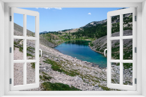 Fototapeta Naklejka Na Ścianę Okno 3D - View on the landscape and mountains of Triglav National Park part of the Southern Limestone Alps in Slovenia. Fine summer vacation destination for hiking, trekking and adventure 
