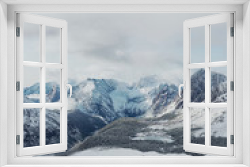Fototapeta Naklejka Na Ścianę Okno 3D - Snow White Glacier Mountains with Brilliant Blue Sky