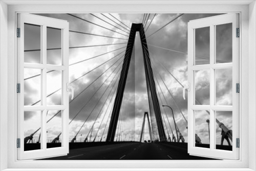 Fototapeta Naklejka Na Ścianę Okno 3D - bridge pole, black and white