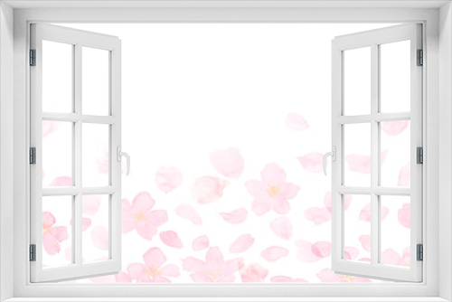 Fototapeta Naklejka Na Ścianę Okno 3D - 桜と花びら　ふわり　水彩