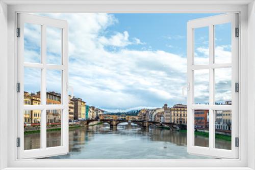 Fototapeta Naklejka Na Ścianę Okno 3D - Arno River Florence City  Tuscany Italy
