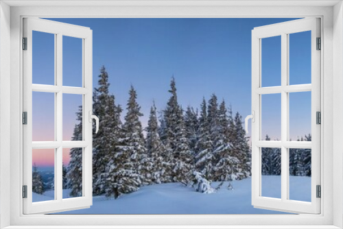 Fototapeta Naklejka Na Ścianę Okno 3D - Picturesque landscape of a snowy forest