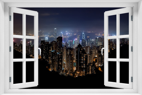 Fototapeta Naklejka Na Ścianę Okno 3D - Hong Kong night Victoria Peak 