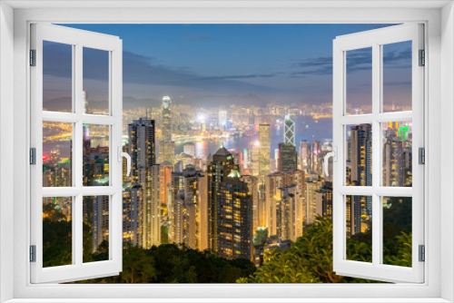 Fototapeta Naklejka Na Ścianę Okno 3D - Hong Kong Skyline at night. China