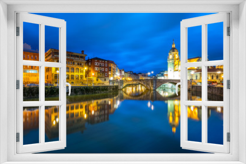 night scene of bilbao old town, Spain