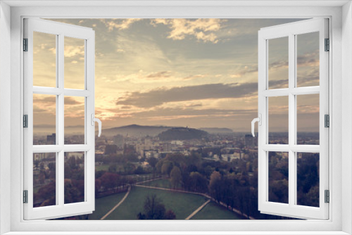 Fototapeta Naklejka Na Ścianę Okno 3D - Spectacular morning panoramic city view of Ljubljana.