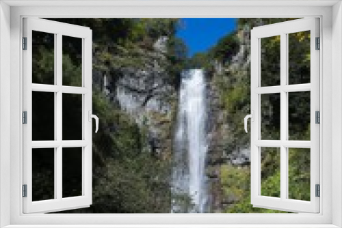 Fototapeta Naklejka Na Ścianę Okno 3D - Maral Waterfall. The waterfall falls from a single incline, 63 m above sea level. Borcka, Macahel, Artvin, Turkey.