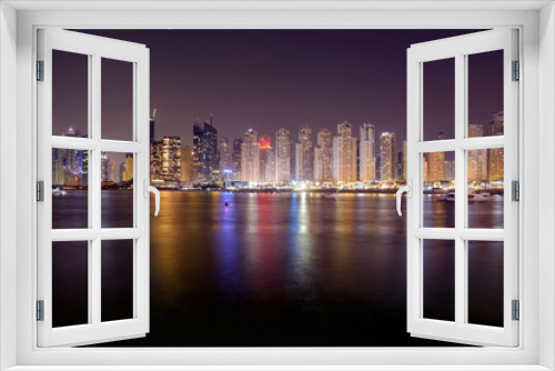 Fototapeta Naklejka Na Ścianę Okno 3D - Dubai Skyline view  at night, Dubai, United Arab Emirates