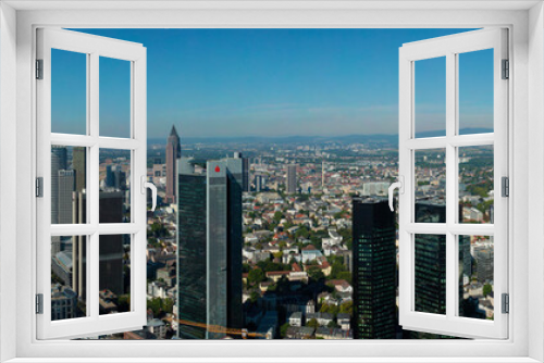 Fototapeta Naklejka Na Ścianę Okno 3D - Panorama of the city of Frankfurt, Germany. View of the financial center of Frankfurt, skyscrapers.