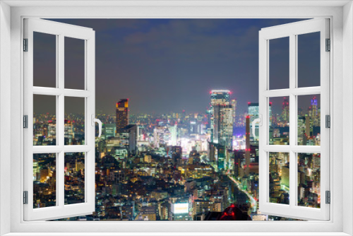 Fototapeta Naklejka Na Ścianę Okno 3D - 東京の夜景　渋谷、新宿方面