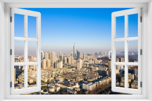 Fototapeta Naklejka Na Ścianę Okno 3D - Skyline of Nanjing City in A Sunny Day Taken with A Drone
