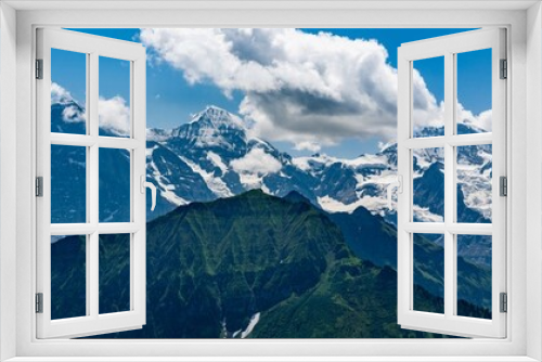 Fototapeta Naklejka Na Ścianę Okno 3D - Switzerland, Panoramic view on Eiger, Monch and Jungfrau from Schynige Platte