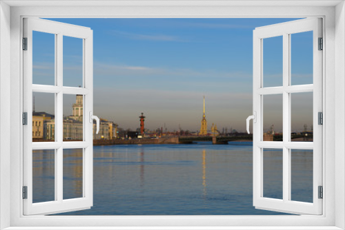 Fototapeta Naklejka Na Ścianę Okno 3D - St. Petersburg, view of Vasilievsky island and Peter and Paul fortress near the river Neva.  A popular tourist destination in Russia for Traveling around Russia.