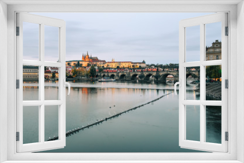 Fototapeta Naklejka Na Ścianę Okno 3D - Cityscape of Prague and Vltava river