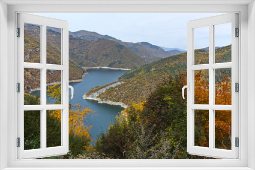 Fototapeta Naklejka Na Ścianę Okno 3D - Autumn landscape with Tsankov Kamak Reservoir, Bulgaria