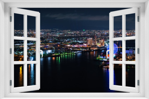 Fototapeta Naklejka Na Ścianę Okno 3D - 大阪 夜景 さきしまコスモタワー（大阪府咲洲庁舎）から