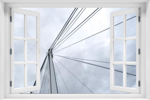 Fototapeta Naklejka Na Ścianę Okno 3D - minimal detail of modern steel suspension bridge