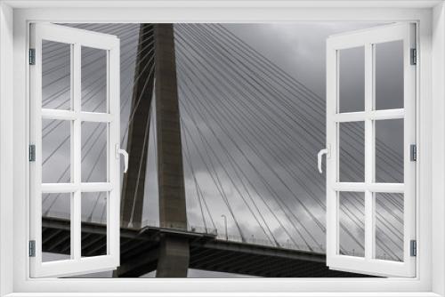 Fototapeta Naklejka Na Ścianę Okno 3D - Details of the Arthur Ravenel Jr. Bridge tower viewed from the Cooper river in Charleston, South Carolina