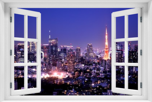 Fototapeta Naklejka Na Ścianę Okno 3D - 東京の夜景
