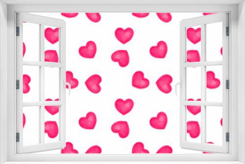 Seamless pattern with pink hearts, valentine’s day pattern, heart background, watercolor hand painted pattern