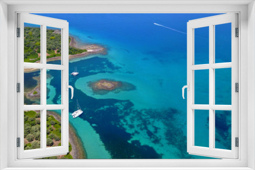 Fototapeta Naklejka Na Ścianę Okno 3D - Aerial drone top view ultra wide photo of tropical exotic paradise located in Pacific ocean island