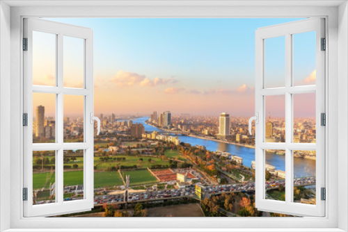 Fototapeta Naklejka Na Ścianę Okno 3D - Aerial view on the downtown of Cairo and the Nile, Egypt