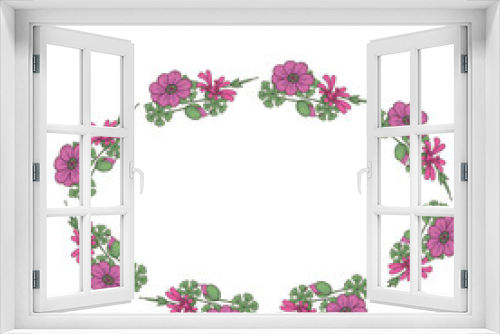 Fototapeta Naklejka Na Ścianę Okno 3D - frame template from doodle flowers isolated on white background