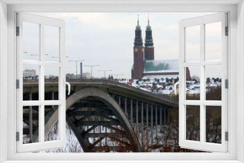 Fototapeta Naklejka Na Ścianę Okno 3D - clock tower of churchtree in snow, sweden, stockholm, norrland,sverige