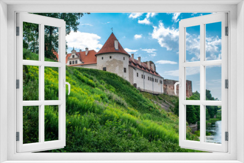 Grass bank outside Bauska Castle, Latvia