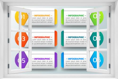 Infographics design with 6 options template.