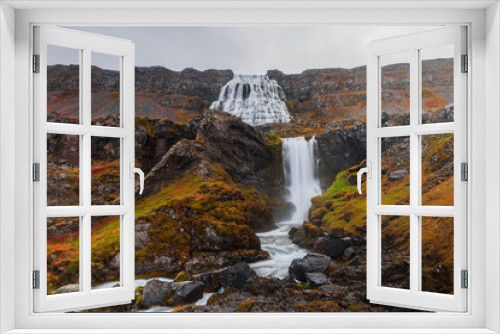 Fototapeta Naklejka Na Ścianę Okno 3D - Dynjandi waterfall, Westfjords, Iceland. Long exposure picture. September 2019