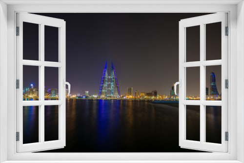 Fototapeta Naklejka Na Ścianę Okno 3D - Panoramic picture of Manama skyline on in Bharain at night in November