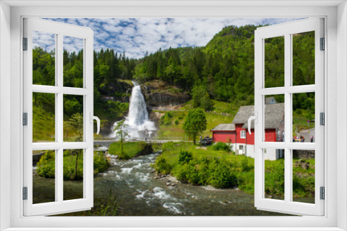 Fototapeta Naklejka Na Ścianę Okno 3D - Norheimsund-Bergen / Norway 07.01.2015.Steinsdalsfossen waterfall. In Norheimsund we find this waterfall of about 50 meters