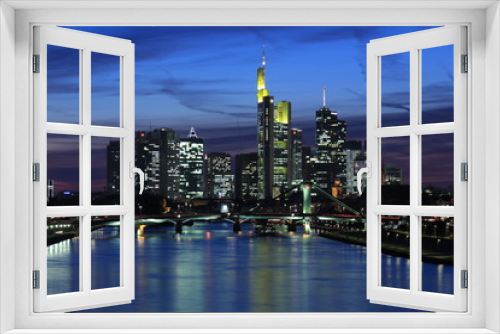 Fototapeta Naklejka Na Ścianę Okno 3D - Frankfurt Skyline bei Nacht