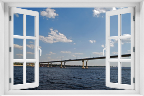 Fototapeta Naklejka Na Ścianę Okno 3D - The Volgograd Bridge spanning the River Volga in Southern Russia