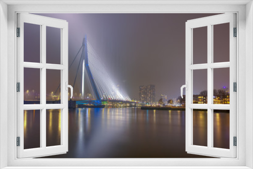 Fototapeta Naklejka Na Ścianę Okno 3D - Rotterdam bridge at night