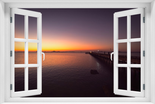 Fototapeta Naklejka Na Ścianę Okno 3D - bridge and sea sunset