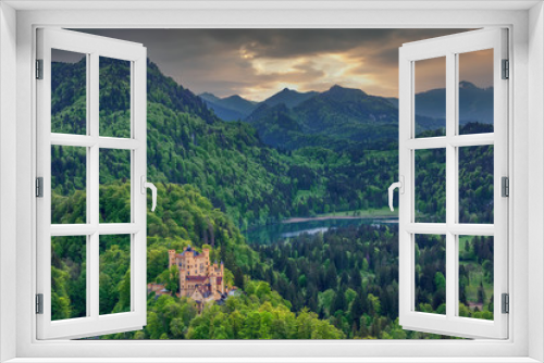 Fototapeta Naklejka Na Ścianę Okno 3D - Hohenschwangau castle in Bavaria, Germany, springtime outdoor background