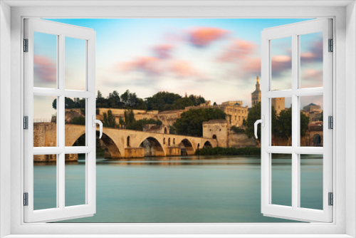 Fototapeta Naklejka Na Ścianę Okno 3D - Avignon Bridge shot with a slow shutter speed at sunset
