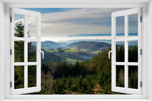 Fototapeta Naklejka Na Ścianę Okno 3D - Blick vom Hünersedelturm in Freiamt in die Rheinebene und den Schwarzwald