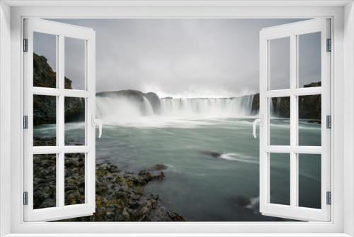 Fototapeta Naklejka Na Ścianę Okno 3D - Closeup shot of Godafoss waterfall near Akureyri in the Icelandic highlands.  Icelandic and traveling concept.